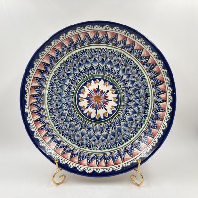 Тарелка настенная с декоративной росписью, Риштанская керамика, керамика, роспись, Узбекистан, 1990-2010 гг.