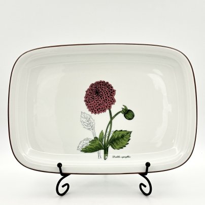 Прямоугольное блюдо (поднос) с высоким бортом "Dahlia superflua" ("Цветок георгина"), Winterling Marktleuthen Bavaria