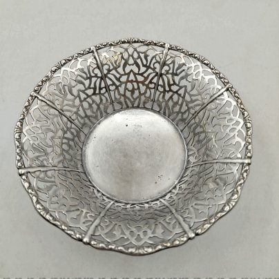 Конфетница с ажурным бортом, "Süddeutschen Metallwarenfabrik", металл, серебрение, Германия, 1900-1940 гг.