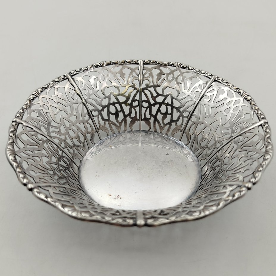 Конфетница с ажурным бортом, "Süddeutschen Metallwarenfabrik", металл, серебрение, Германия, 1900-1940 гг.