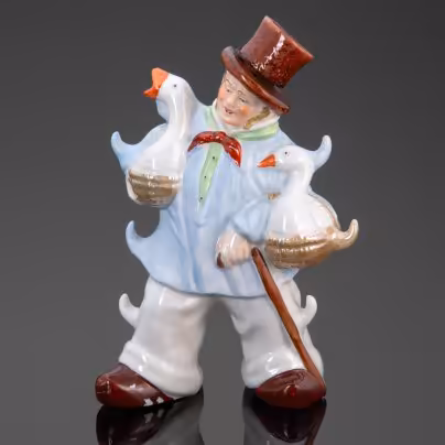 Штоф  "Бюргер с гусями", VEB Porzellanfiguren Lippelsdorf (Липпельсдорф)