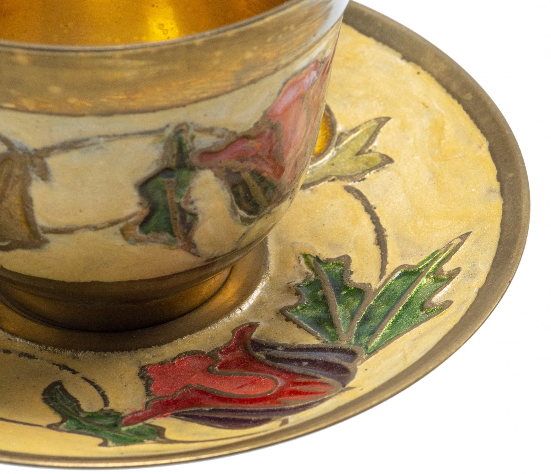 Набор из 2-х предметов (кофейная чашка и блюдце), латунь, 1950-1990 гг.