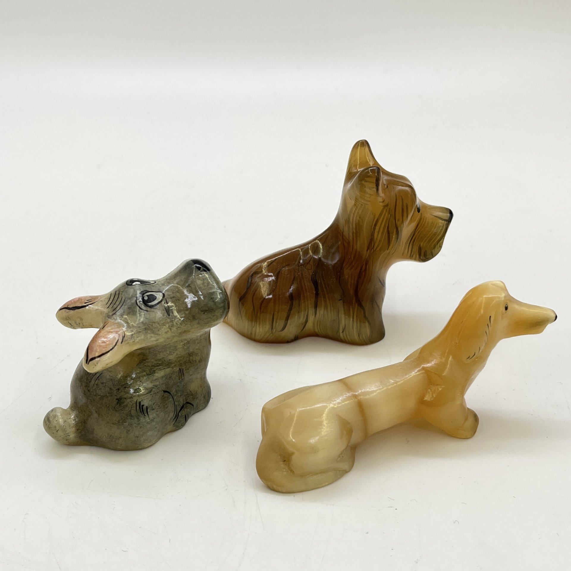 Набор из 3 статуэток "Собачки", натуральный камень, роспись, Россия, 2000-2015 гг.