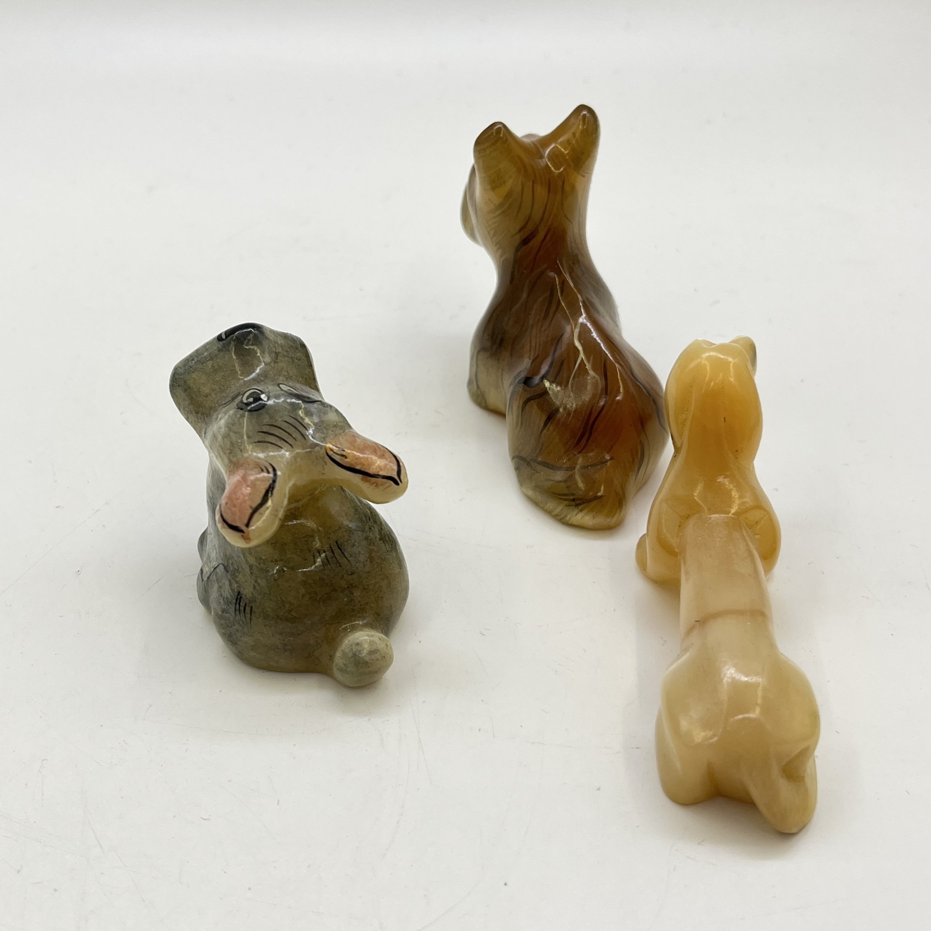 Набор из 3 статуэток "Собачки", натуральный камень, роспись, Россия, 2000-2015 гг.