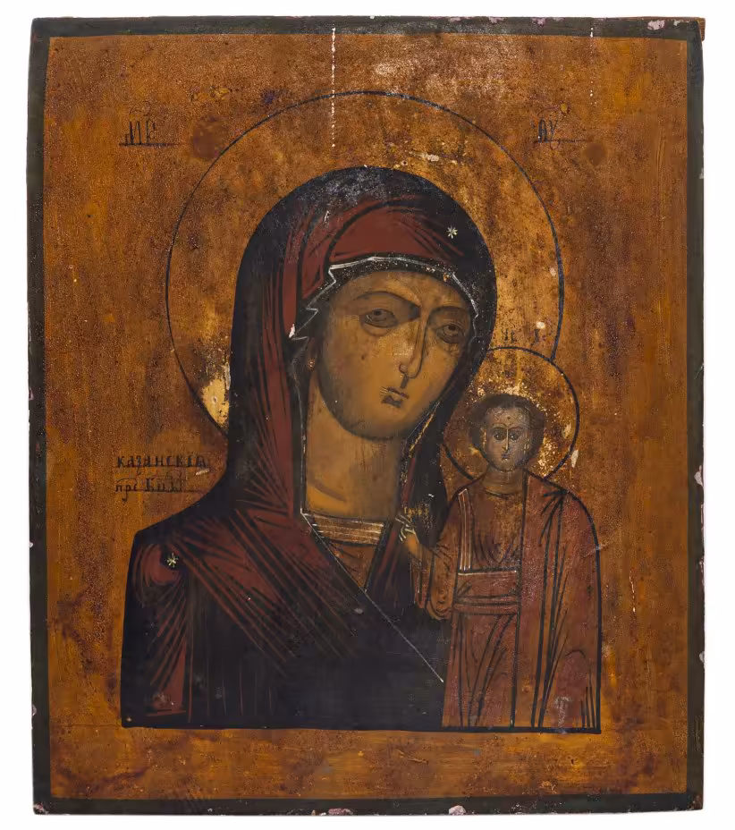 Икона "Богоматерь Казанская", дерево, темпера, Российская Империя, 1850-1890 гг.