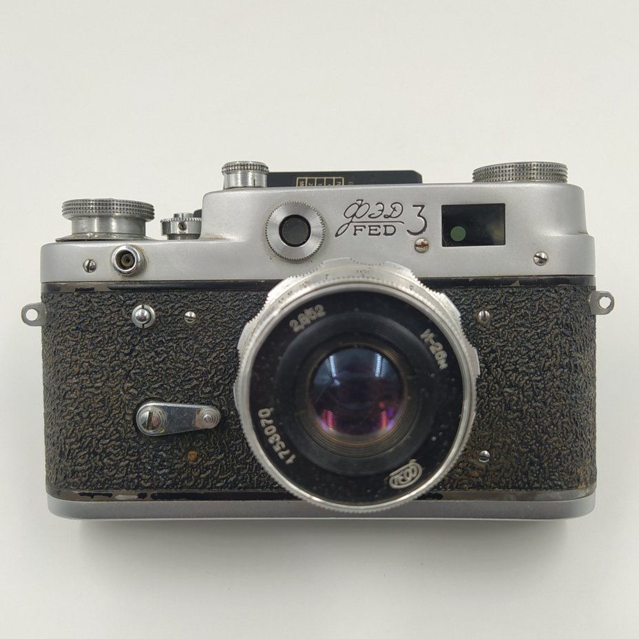 Фотоаппарат "ФЭД-3" с объективом "Индустар-26м" и вспышкой "Электроника ФЭ-31", металл, стекло, пластик, Харьковский машиностроительный завод им. Дзержинского (ФЭД), СССР, 1961-1979 гг., Харьковский машиностроительный завод им. Дзержинского (ФЭД)