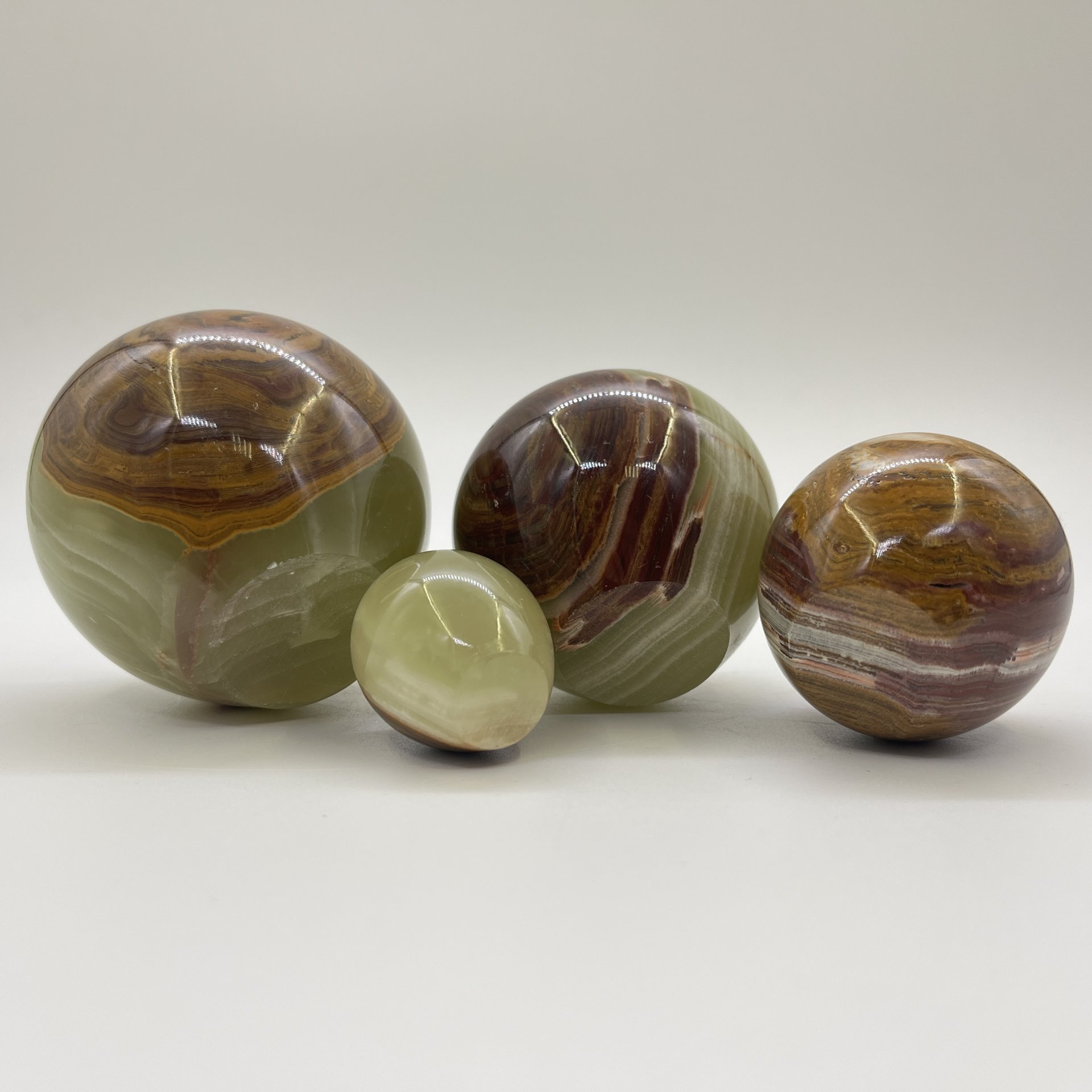 Набор из 4-х статуэток "Яблоки", оникс, металл, Азия, 2000-2010 гг.