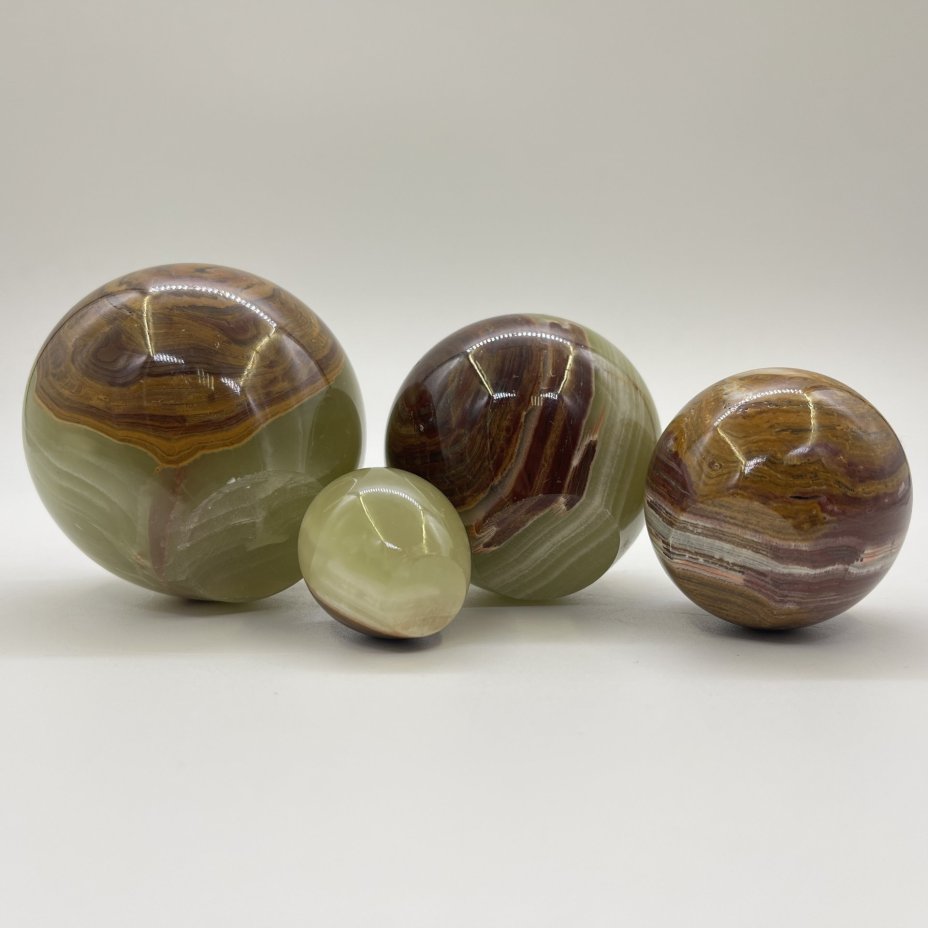 Набор из 4-х статуэток "Яблоки", оникс, металл