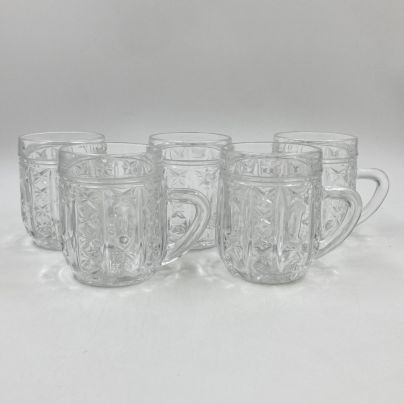 Набор из 5-ти небольших кружек с рельефным декором, хрусталь, пресс, Дятьковский хрустальный завод, СССР, 1970-1990 гг.