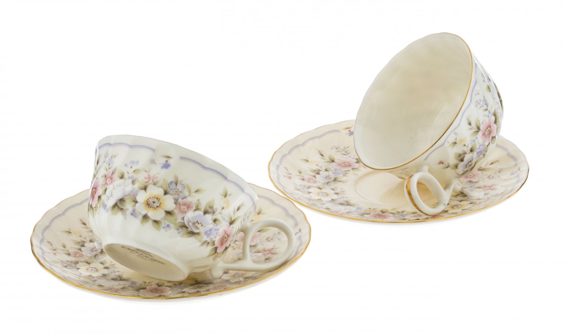 Сервиз чайный с цветочным декором на 6 персон (21 предмет), фарфор, золочение, роспись, Япония, 1990-2010 гг.