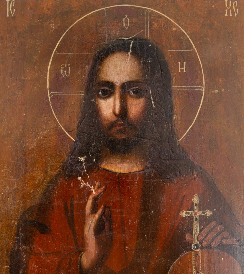 Икона "Господь Вседержитель", дерево, темпера, Российская Империя, 1850-1900 гг.