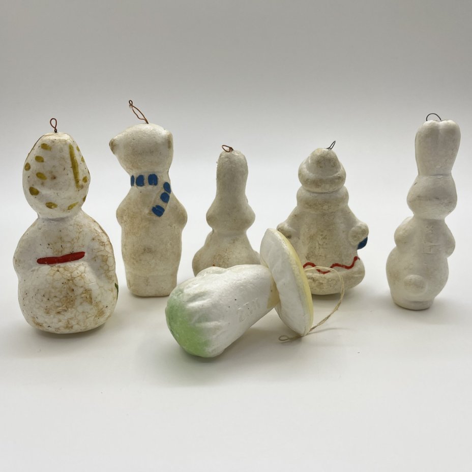 Набор из шести ёлочных игрушек, пенопласт, росписи