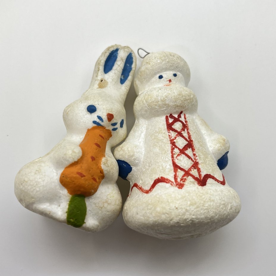 Набор из шести ёлочных игрушек, пенопласт, росписи