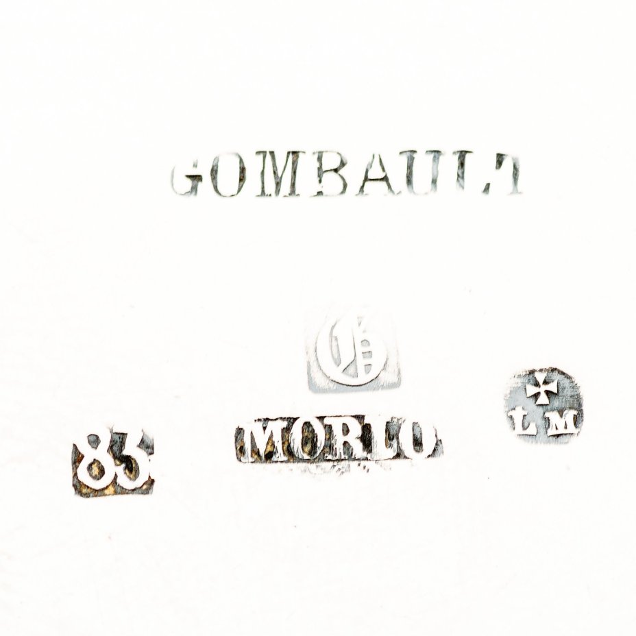 Круглый поднос на ножках, украшенный изображением гнездящихся птиц, мануфактура Gombault