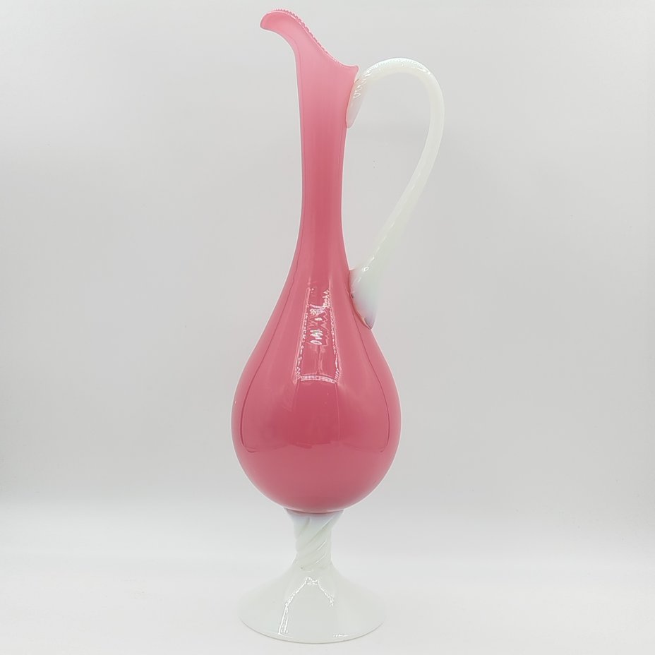 Высокая интерьерная ваза (кувшин) нежного розового оттенка, Empoli Art Glass Opaline