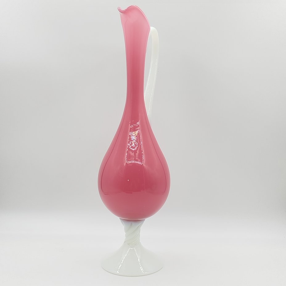 Высокая интерьерная ваза (кувшин) нежного розового оттенка, Empoli Art Glass Opaline