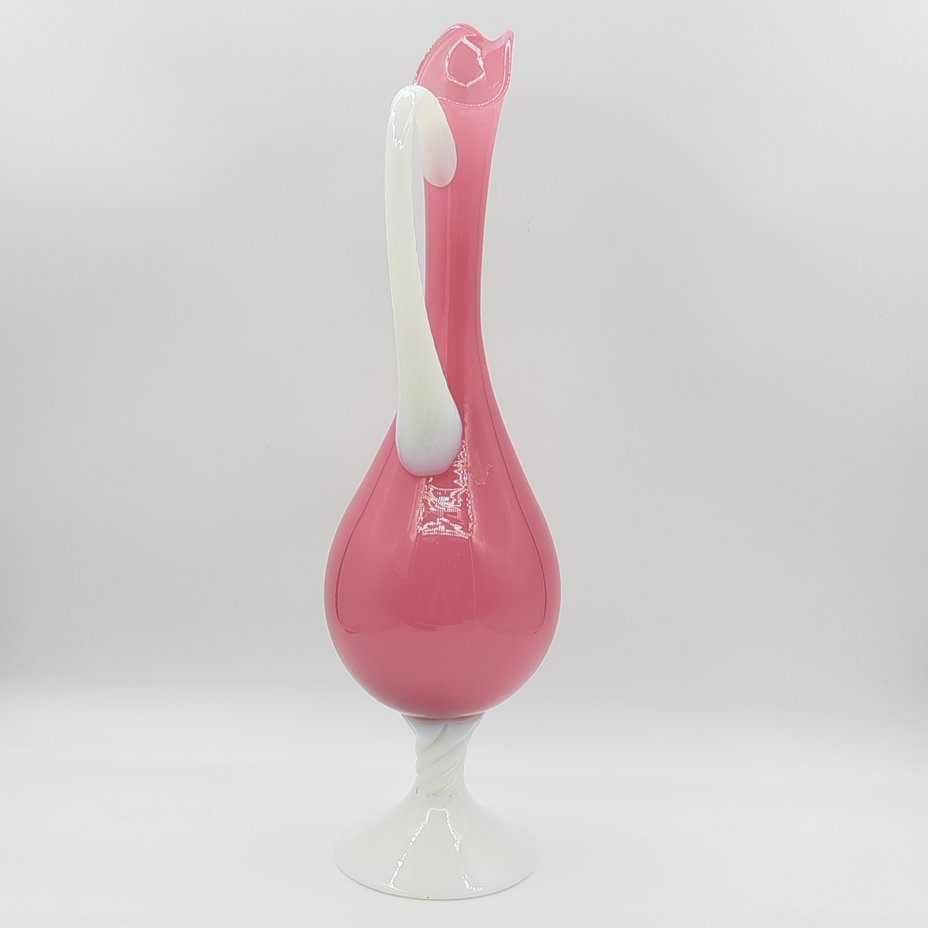 Высокая интерьерная ваза (кувшин) нежного розового оттенка, Empoli Art Glass Opaline