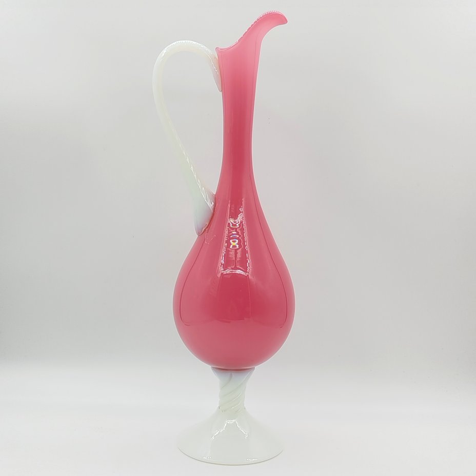 Высокая интерьерная ваза (кувшин) нежного розового оттенка, Empoli Art Glass Opaline