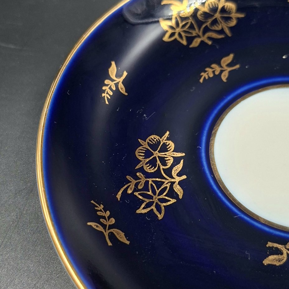 Пара чайная с цветочным декором, Ленинградский фарфоровый завод (ЛФЗ)