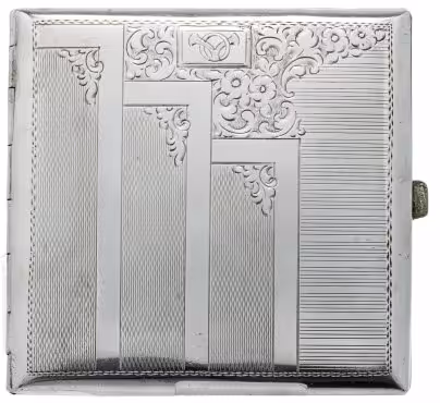 Портсигар с геометрическим декором, серебро 900 пр., Чехословакия, 1929-1942 гг.