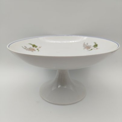 Фруктовница "Сирень" на ножке, фарфор, деколь, Дулевский фарфоровый завод (Дулёво), СССР, 1936-1945 гг.