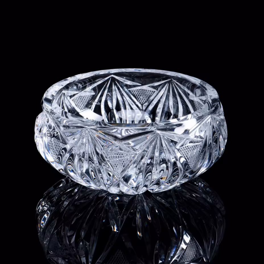 Ваза конфетница, хрусталь, алмазная грань, СССР, 1960-1980 гг.
