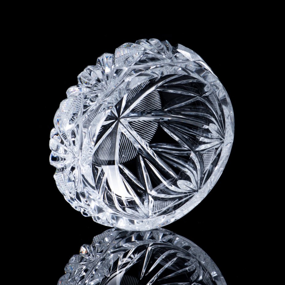 Ваза конфетница, хрусталь, алмазная грань, СССР, 1960-1980 гг.