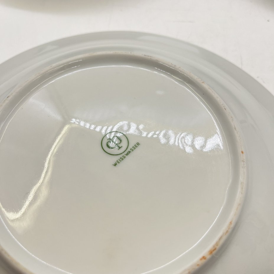 Набор из 3 суповых тарелок "Мадонна", фарфор, люстр, деколь, золочение, Colditz (Кольдиц), ГДР, 1960-1980 гг.