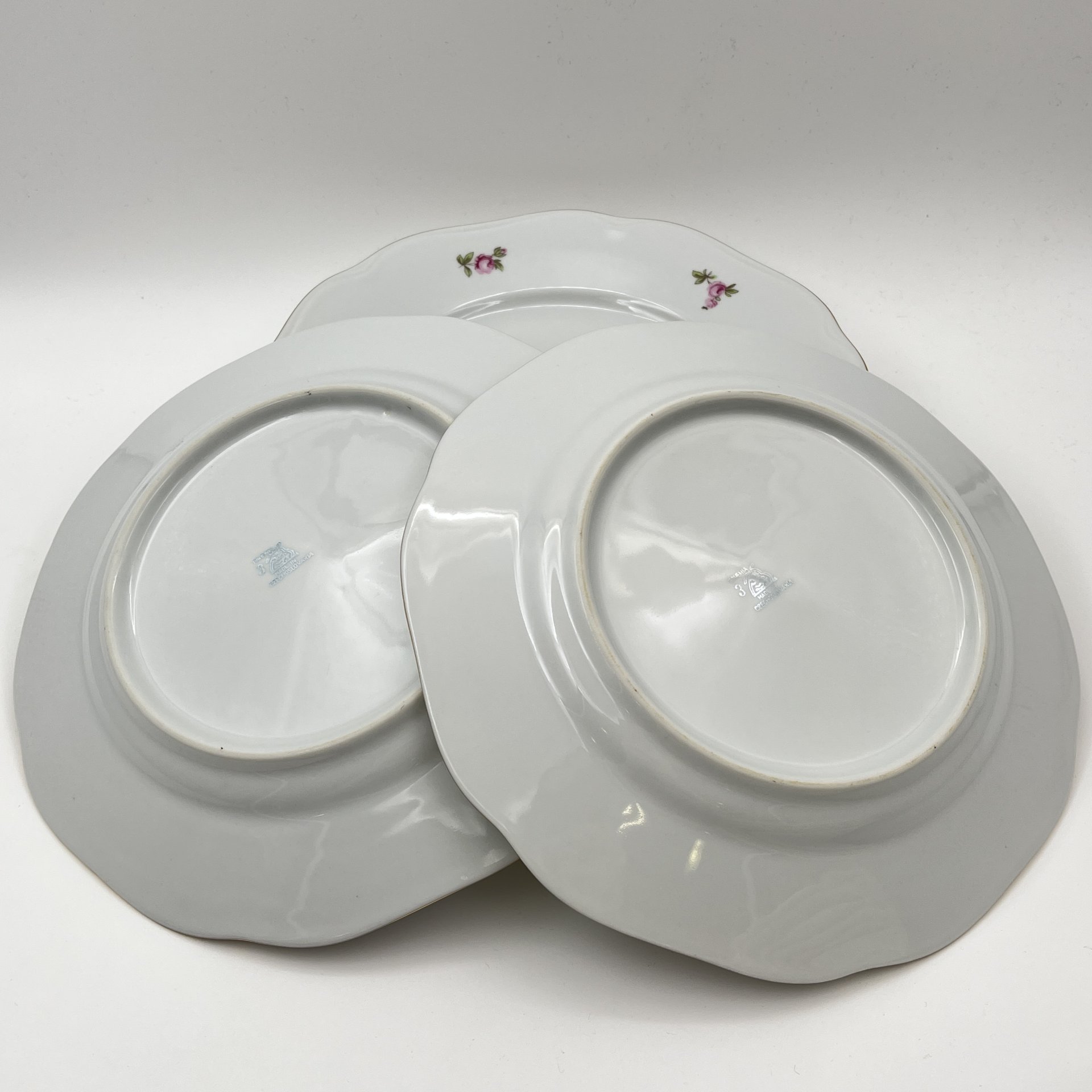 Набор обеденных тарелок "Мейсенский букет" на 6 персон, фарфор, деколь, золочение, Bohemia (Neurohlau), Чехословакия, 1970-1990 гг.