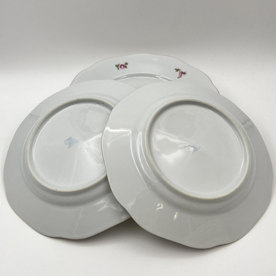 Набор обеденных тарелок "Мейсенский букет" на 6 персон, фарфор, деколь, золочение, Bohemia (Neurohlau), Чехословакия, 1970-1990 гг.