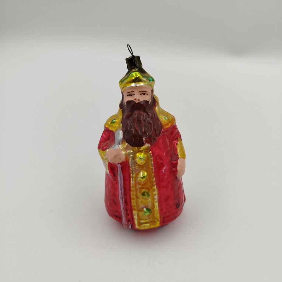 Елочная игрушка "Царь Дадон" из набора "Сказка о золотом петушке", стекло, роспись, металл, Завод стеклянных ёлочных украшений и оптических изделий, г. Москва, Завод стеклянных ёлочных украшений и оптических изделий