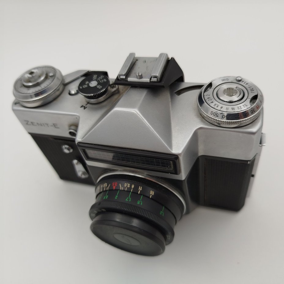 Фотоаппарат "Зенит-Е", объективом "Индустар 50-2", в кофре, металл, стекло, кожа, пластик, Красногорский механический завод (КМЗ), Красногорский механический завод (КМЗ)