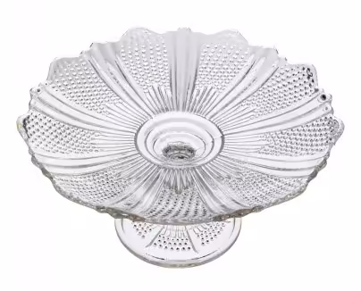Ваза (фруктовница) изящной формы с декором, стекло, СССР, 1970-1990 гг.