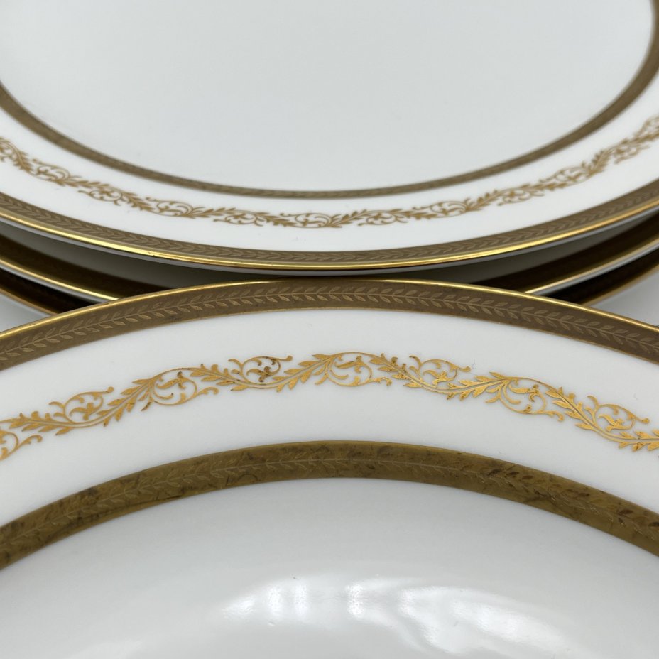 Набор тарелок для горячих блюд с растительным декором на 6 персон, серия "Charleroi-Bruxelles", фарфор, золочение, Tirschenreuth, Германия, 1969-1990 гг.