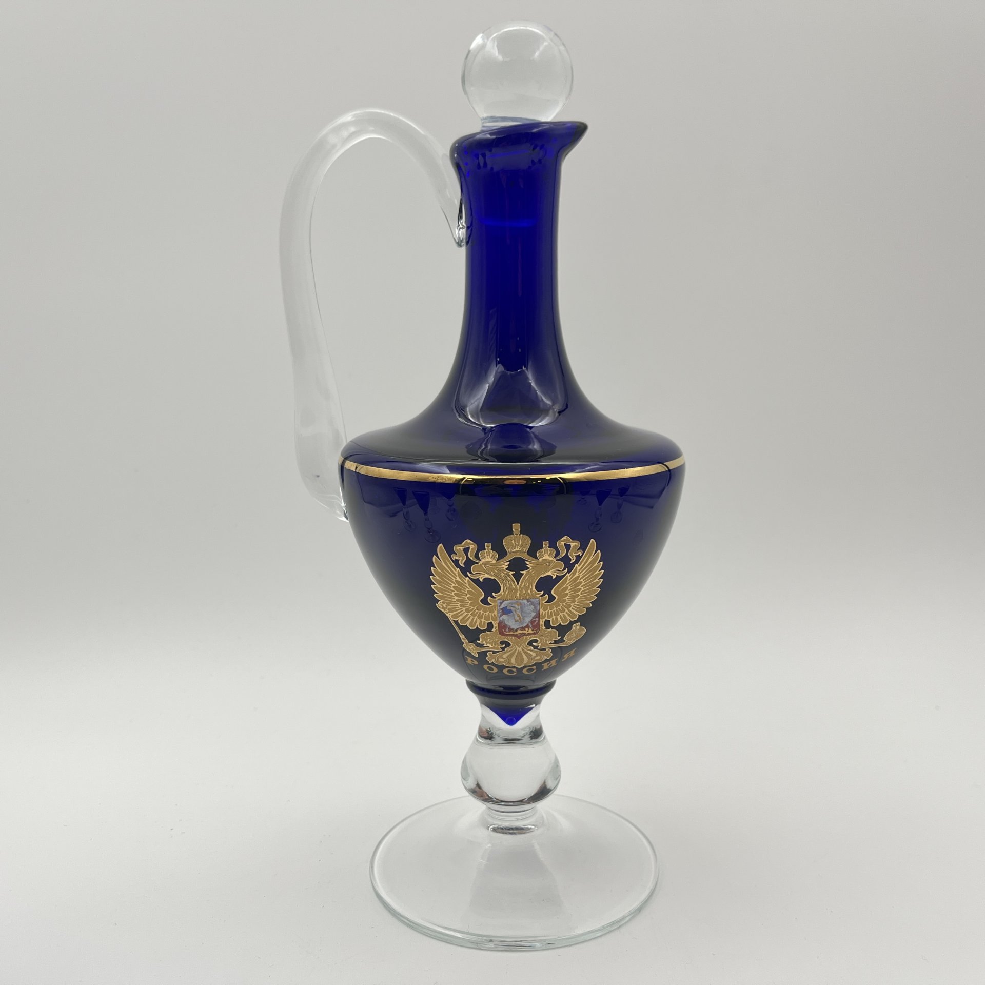 Набор для подачи крепких алкогольных напитков (штоф и 6 рюмок) "Россия", стекло, печать, золочение, Российская Федерация, 2000-2010 гг.