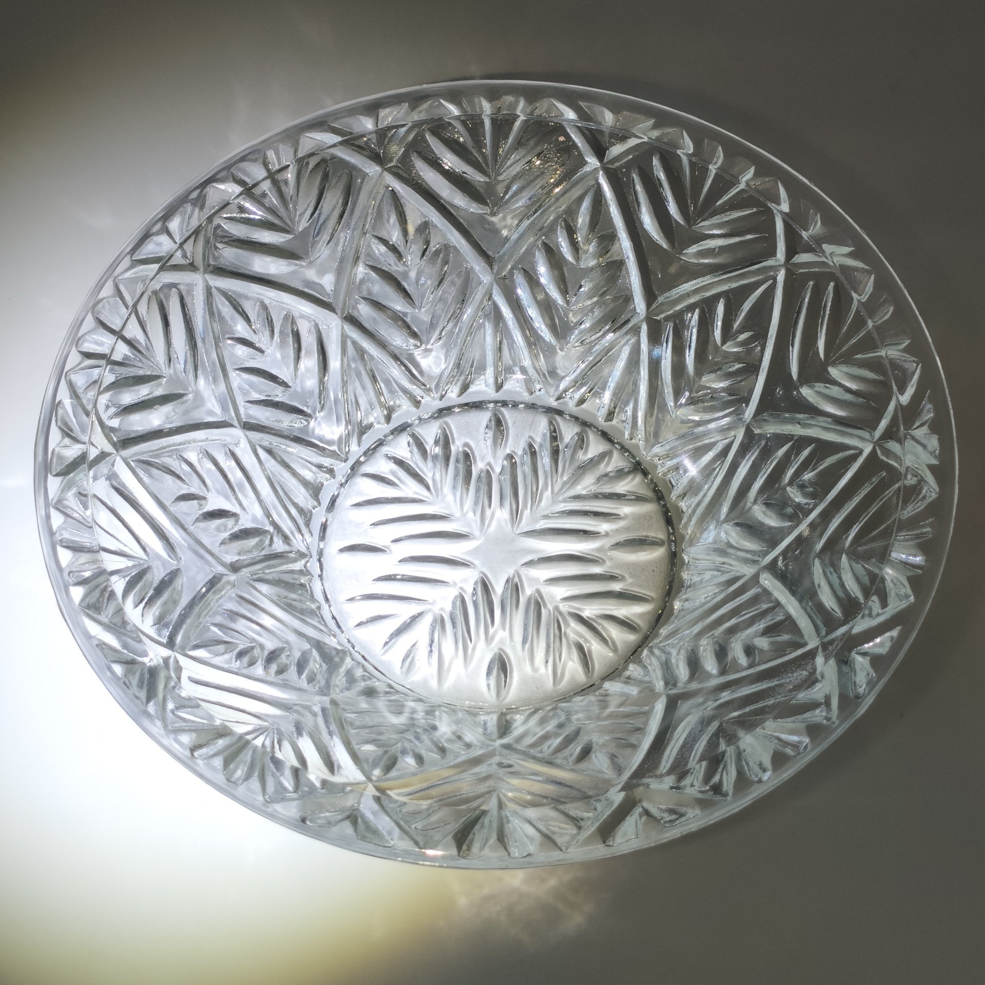 Фруктовница (конфетница) с растительным декором, хрусталь, СССР, 1970-1990 гг.