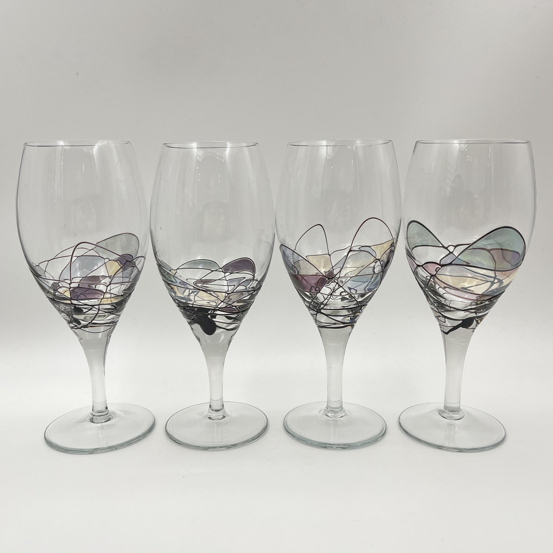 Кувшин с комплектом бокалов на 4 персоны с витражным декором