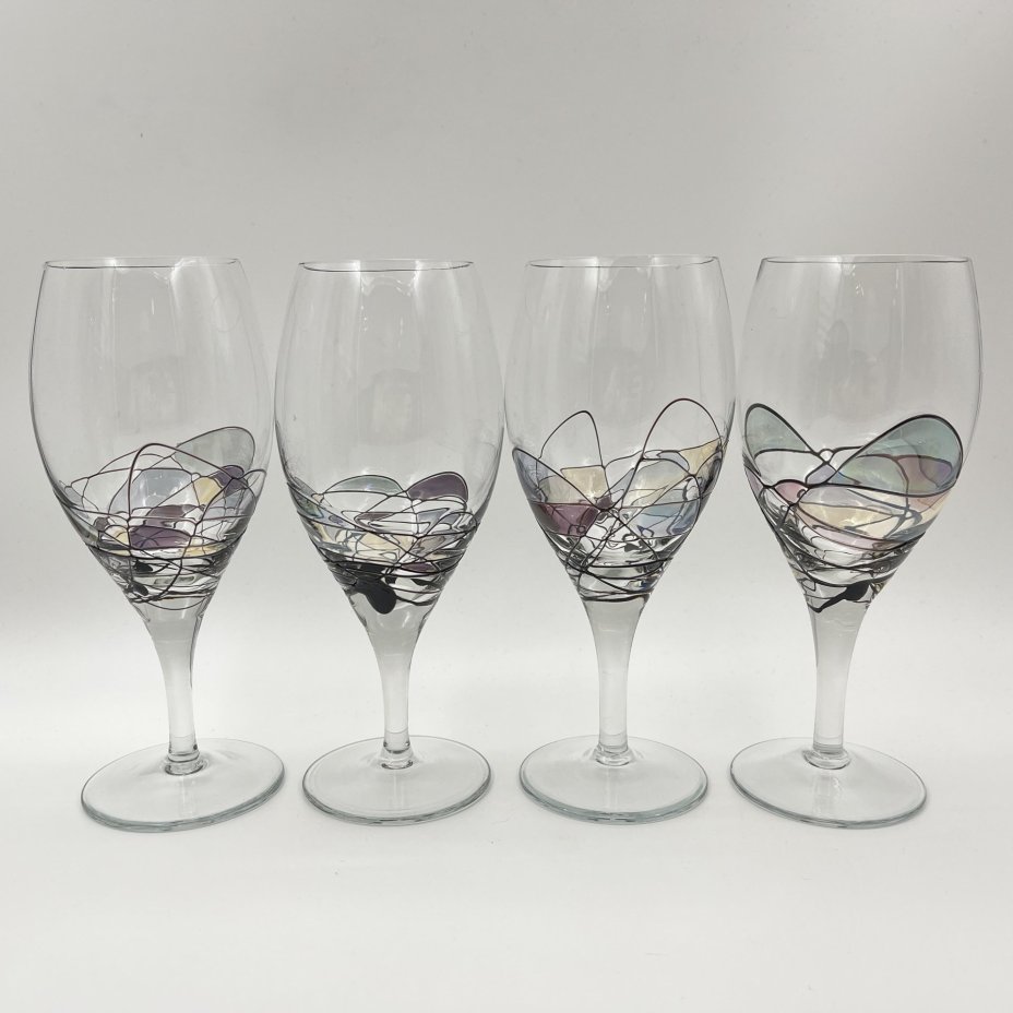 Кувшин с комплектом бокалов на 4 персоны с витражным декором