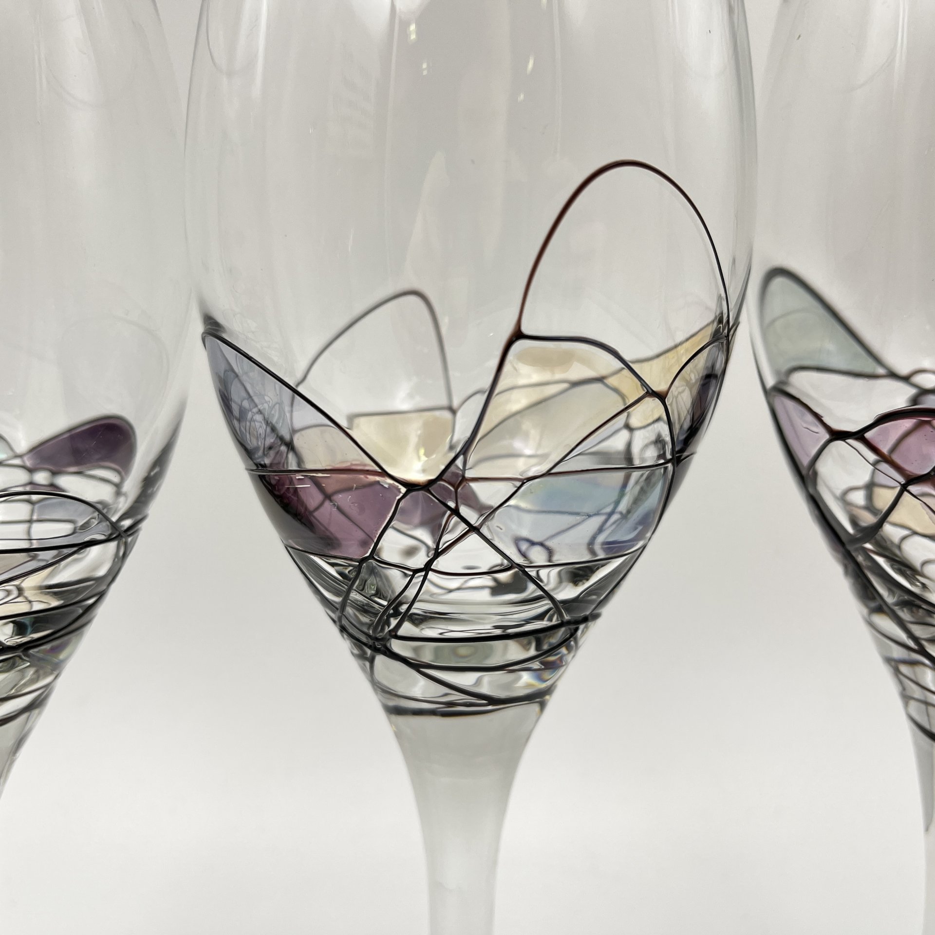 Кувшин с комплектом бокалов на 4 персоны с витражным декором