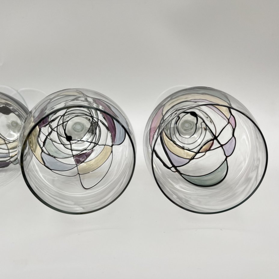 Кувшин с комплектом бокалов на 4 персоны с витражным декором