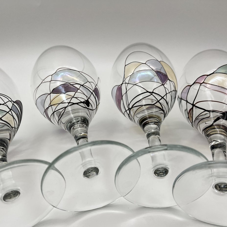 Кувшин с комплектом бокалов на 4 персоны с витражным декором