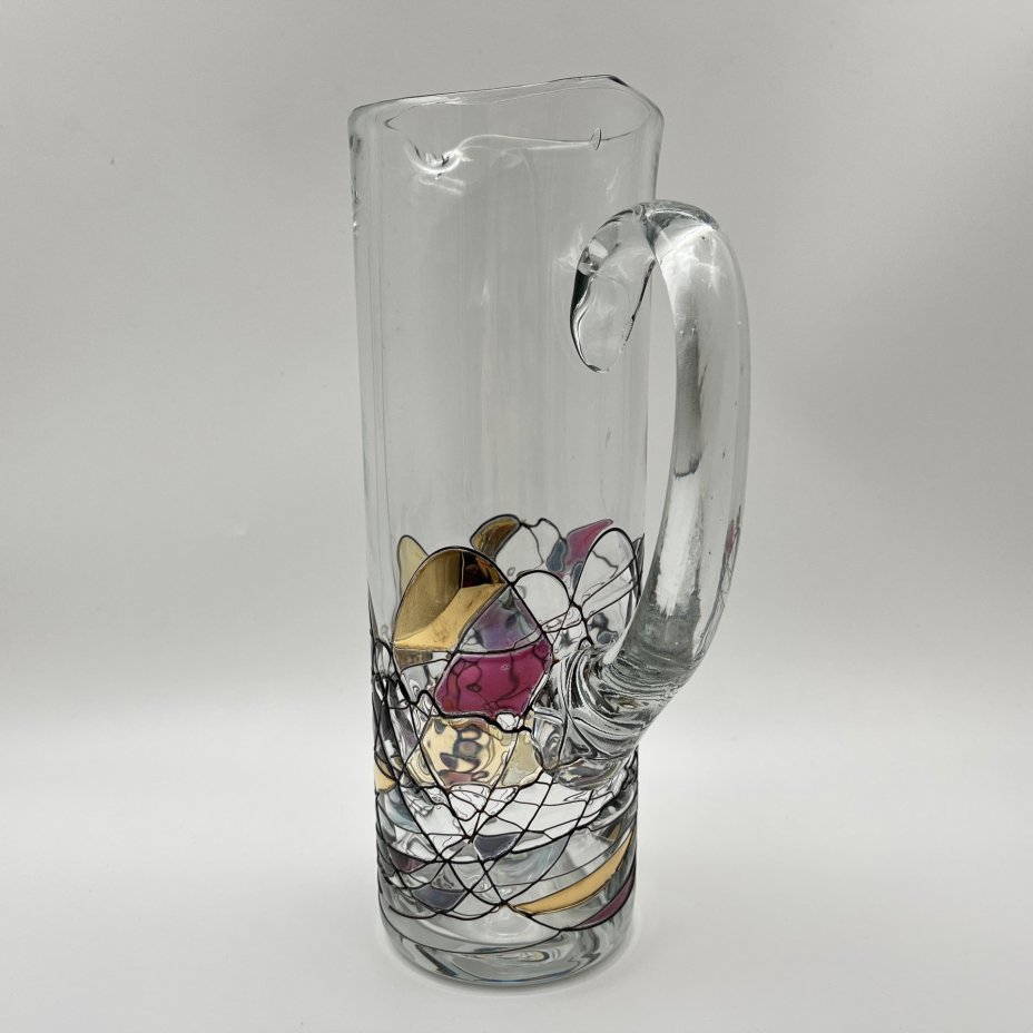 Кувшин с комплектом бокалов на 4 персоны с витражным декором