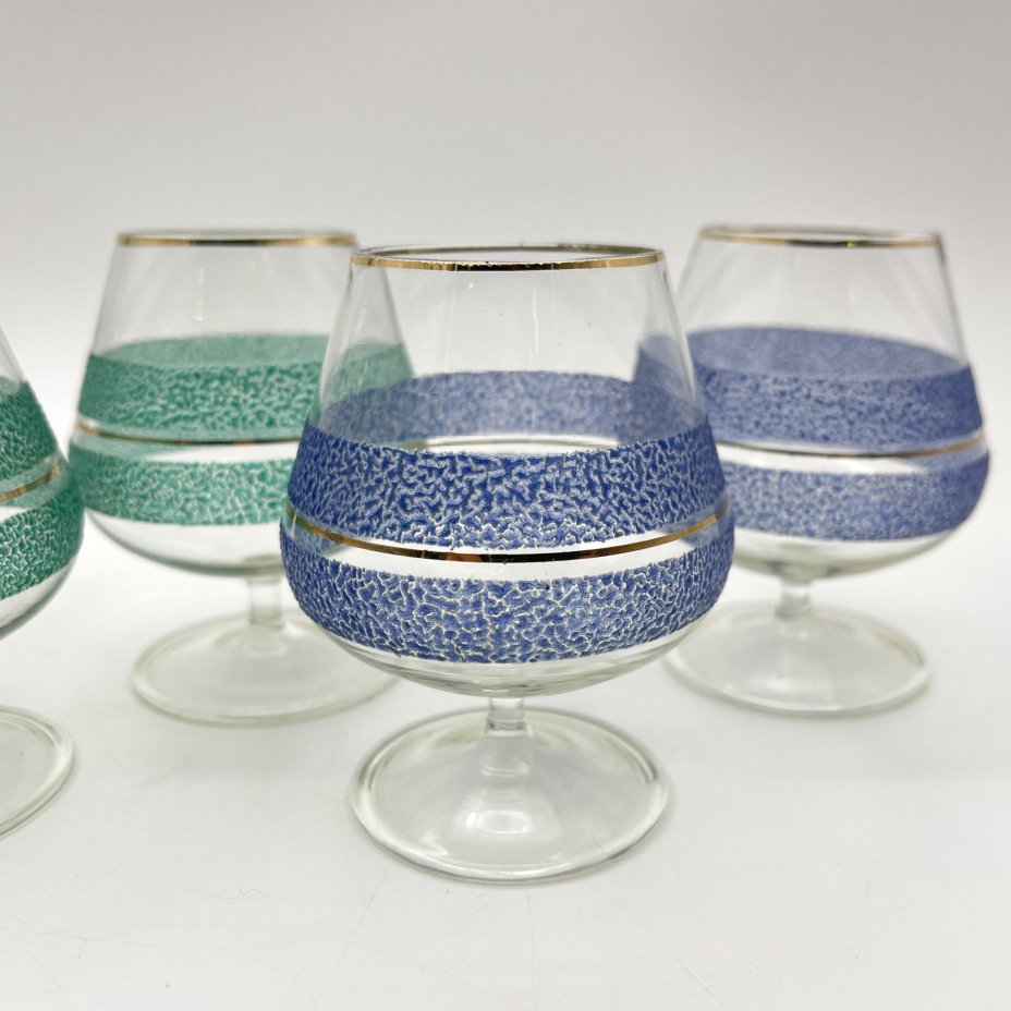 Набор из 6-ти рюмок (бокалов), декорированных разноцветными полосками