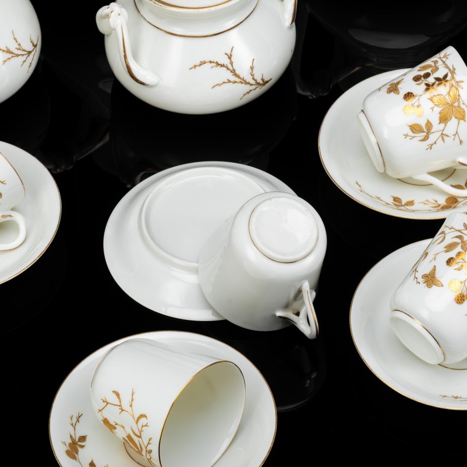 Сервиз чайно-кофейный с флористическим декором в стиле модерн на 6 персон (16 предметов)