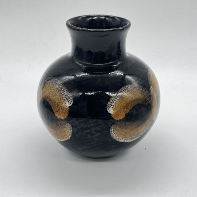 Вазочка круглой формы с расписным декором, керамика, глазурь, СССР, 1970-1990 гг.