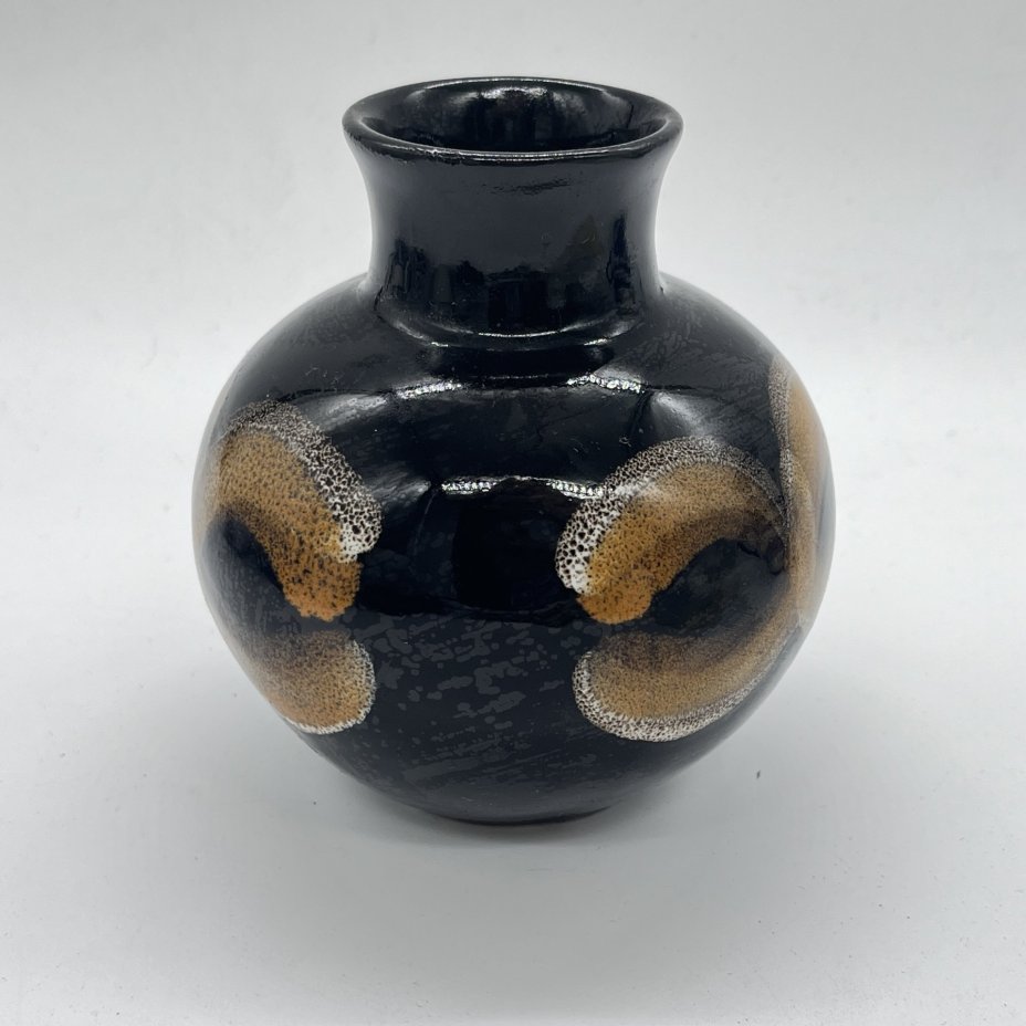 Вазочка круглой формы с расписным декором, керамика, глазурь, СССР, 1970-1990 гг.