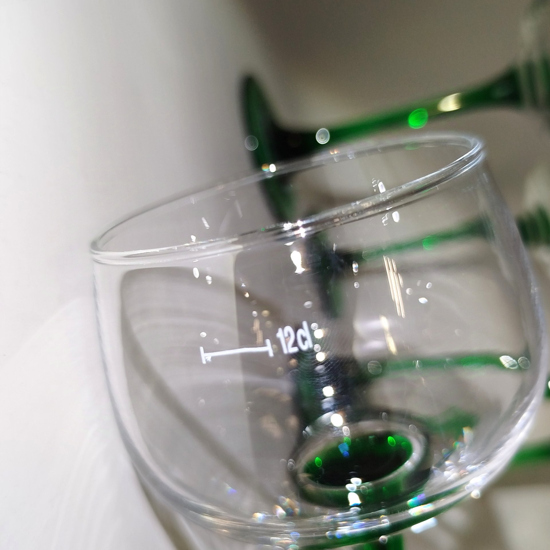 Набор бокалов на тонкой зеленой ножке, c надписью Vinsmoselle G.D. Luxembourg, для подачи десертных вин, Luminarc