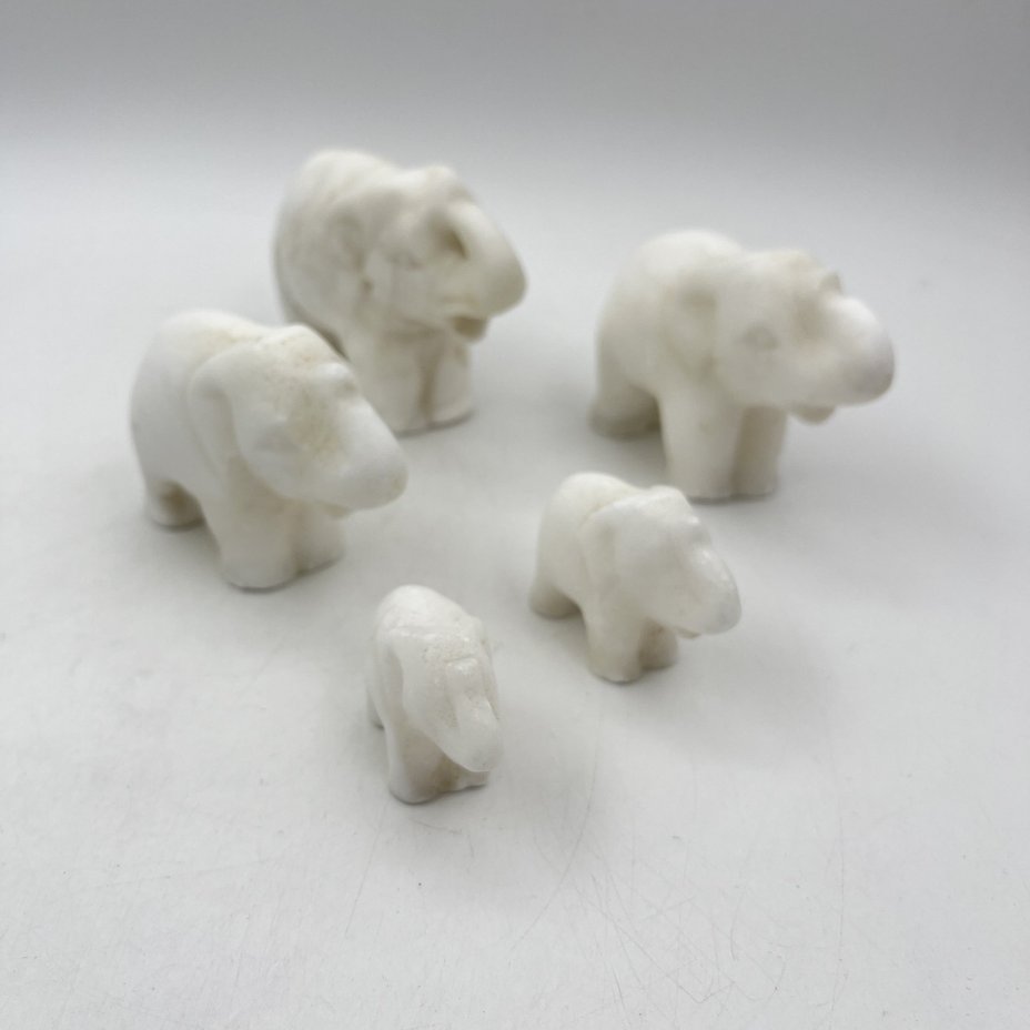 Набор из пяти фигурок слонов, мрамор, резьба, СССР, 1970-1990 гг.