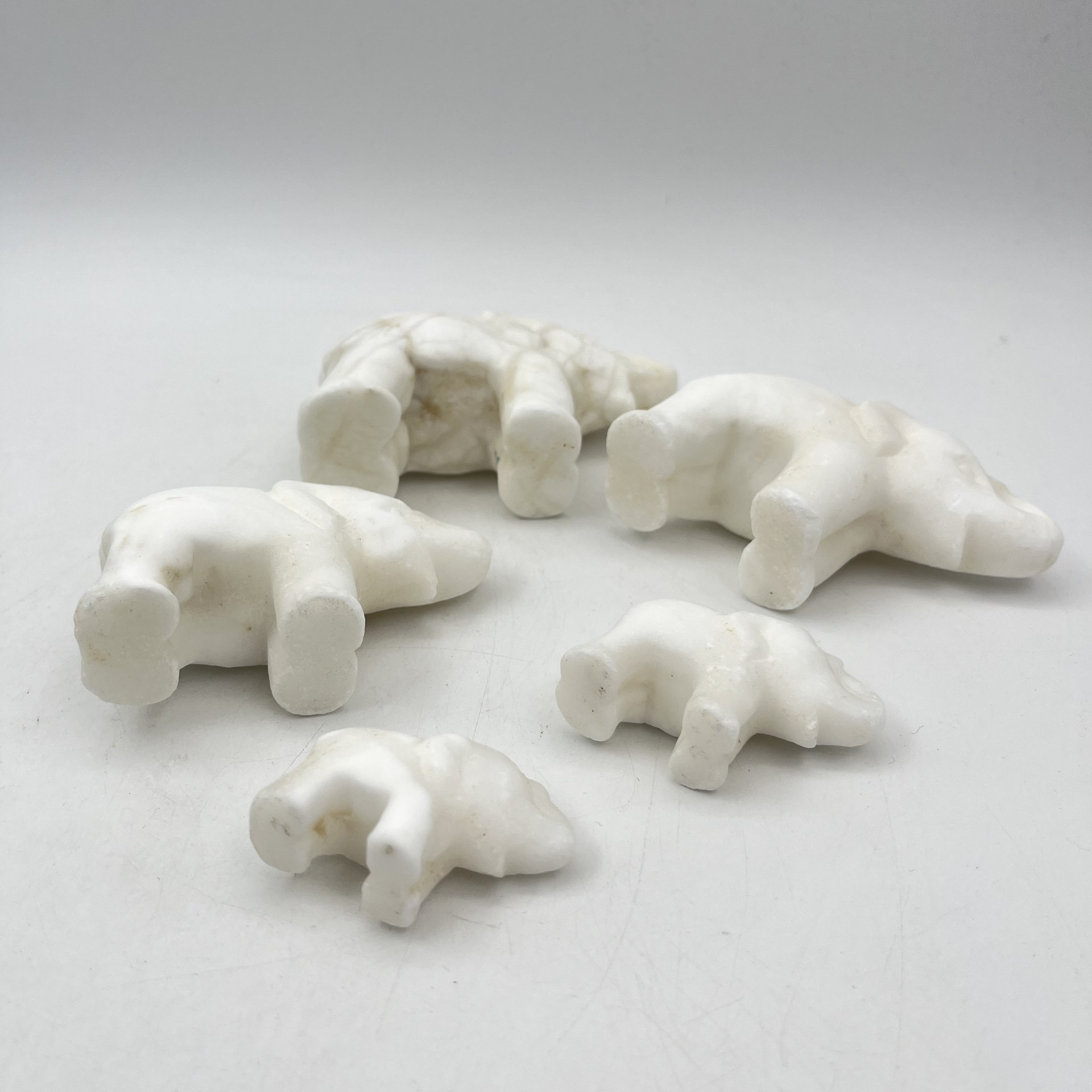 Набор из пяти фигурок слонов, мрамор, резьба, СССР, 1970-1990 гг.