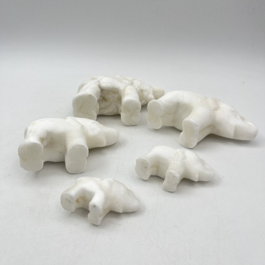 Набор из пяти фигурок слонов, мрамор, резьба, СССР, 1970-1990 гг.